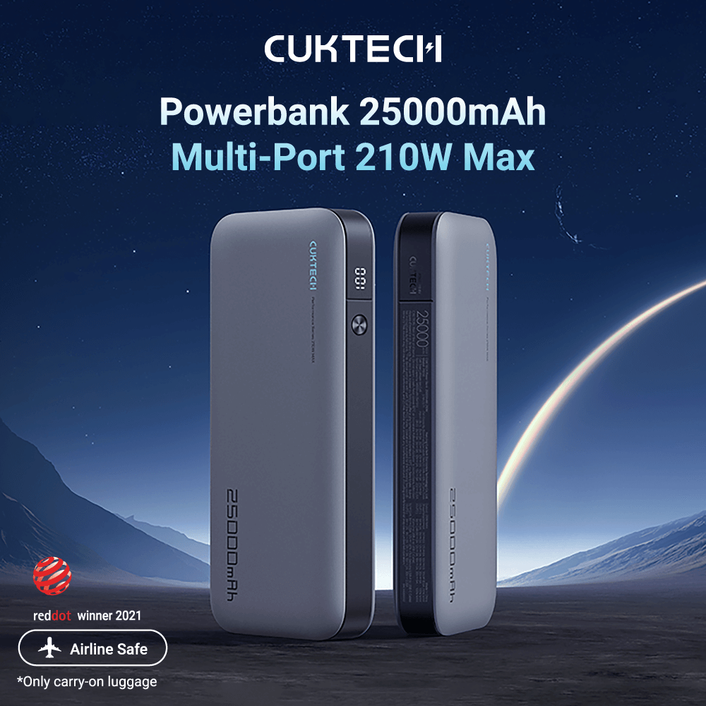 แบตเตอรี่สำรอง CUKTECH รุ่น PB250 (GB.V) CE 25000 MAH สีเทา จ่ายไฟรวมกันได้สูงถึง 210W_1